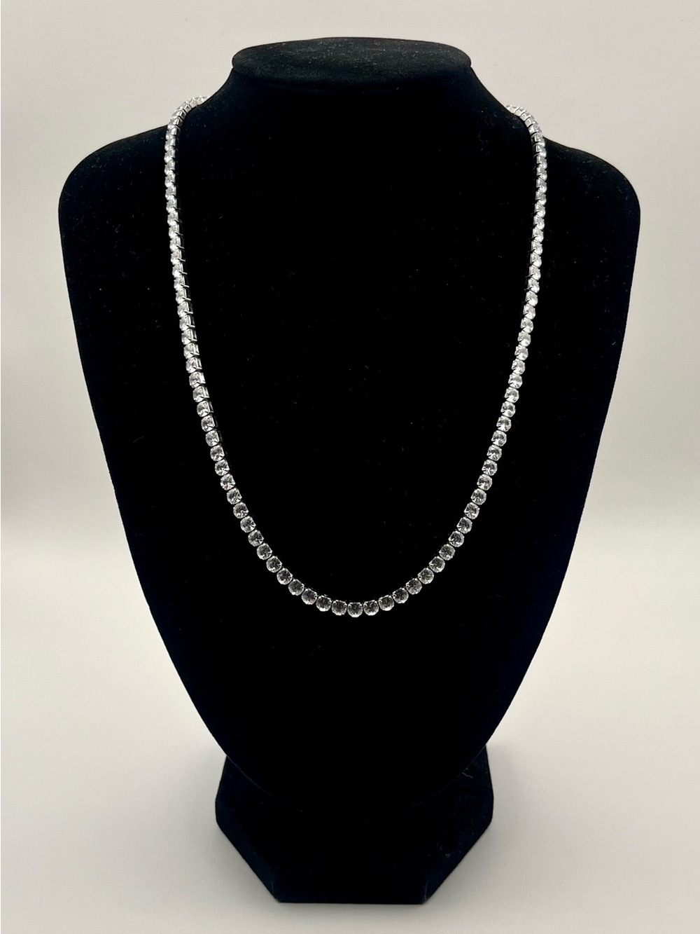 4mm Silver CZ Tennis Chain 20” Iced Out Stainless Steel Necklace